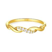 CHOW TAI FOOK 周大福 RINGISM爱无限系列 女士交织18K黄金钻石戒指 0.03克拉 15号 1.27g