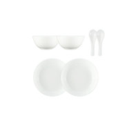 Luminarc 乐美雅 白玉玻璃餐具套装 6件套(饭碗*2+勺子*2+深盘*2) 祥云浮雕