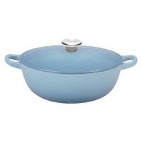 LE CREUSET 酷彩 珐琅锅法国进口铸铁锅煎炸炖煮锅焖烧锅炒锅电磁炉燃气炉通用 黑珐琅水晶蓝 24cm