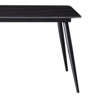 QuanU 全友 126702A+126318 岩板餐桌+餐椅*6 高贵黑金 1.4m