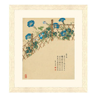 雅昌 邹一桂 古典植物花卉水墨画《牵牛花图》42x47cm 宣纸 原木色实木框