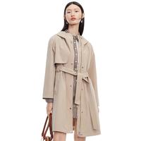 Juzui 玖姿 annakro系列 女士中长款风衣 JTBQ41203026 卡其色 XL