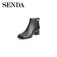SENDA 森达 2020冬季新款专柜同款简约素面休闲粗跟女短靴4OG01DD0