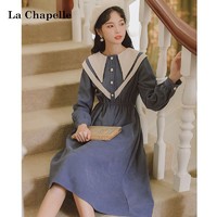 La Chapelle 2021年秋季新款森系文艺复古连衣裙收腰气质少女女