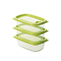 CHAHUA 茶花 塑料保鲜盒食品级可加热大容量一次性快餐盒野餐打包盒汤碗水果 长方形550ml绿色