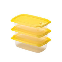 CHAHUA 茶花 冰箱保鲜盒 饭盒塑料冷冻盒密封盒便当盒收纳盒830ml3支装 黄色