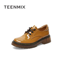 TEENMIX 天美意 Teenmix/天美意2021春新款商场同款英伦休闲小皮鞋复古系带牛皮革女单鞋CZK20AM1
