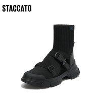 STACCATO 思加图 冬季新款厚底帅气运动休闲袜靴弹力靴女靴中靴9LI21DZ0