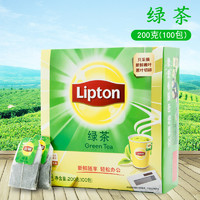 Lipton 立顿 绿茶 Lipton 精选新鲜绿茶200g 袋泡茶包2g*100袋 办公餐饮装