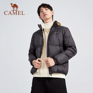 CAMEL 骆驼 羽绒服男款短款白鸭绒冬装时尚男士加厚休闲运动外套 F609，幻影黑，男款 XL