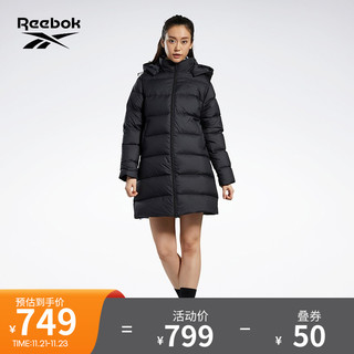 Reebok 锐步 秋冬款女子休闲百搭中长款运动羽绒服 GH7843_黑色 A/L