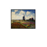 弘舍 克劳德·莫奈《风车花田》68x55cm 1886 油画布 耀目黑实木框