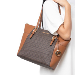 michaelkors迈克科尔斯charlotte系列女士手提托特包35t0gcft3b棕拼色