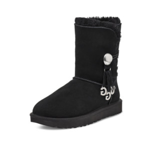 UGG 经典新奇系列 Bailey Button 女士中筒雪地靴 1114970 黑色 37