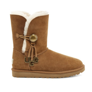 UGG 经典新奇系列 Bailey Button 女士中筒雪地靴 1114970 栗子棕色 38