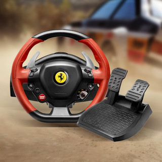 THRUSTMASTER 图马思特 Ferrari 458 Spider 弹力绳反馈方向盘 黑红色