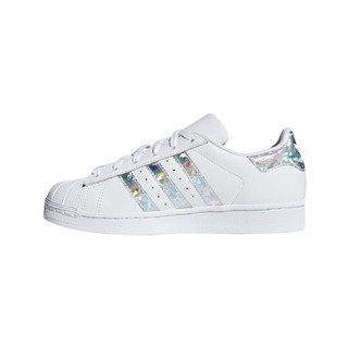 adidas ORIGINALS SUPERSTAR J 大童休闲运动鞋 F33889 白/炫彩银 38码