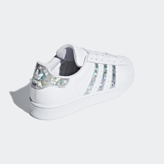 adidas ORIGINALS SUPERSTAR J 大童休闲运动鞋 F33889 白/炫彩银 38码