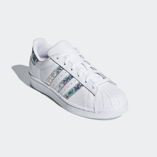 adidas ORIGINALS SUPERSTAR J 大童休闲运动鞋 F33889 白/炫彩银 38码