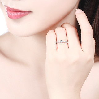 TSL 谢瑞麟 BB027 女士时尚18K白金钻石戒指 10分 13号