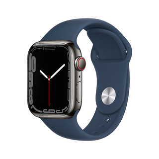 Apple 苹果 Watch Series 7 智能手表 41mm GPS+蜂窝版 石墨色不锈钢表壳 深邃蓝色运动型表带（GPS、血氧、心率)