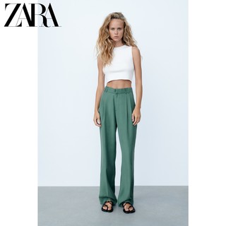 ZARA 新款 TRF 女装 直筒高腰长裤 07385230501