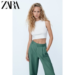 ZARA 新款 TRF 女装 直筒高腰长裤 07385230501