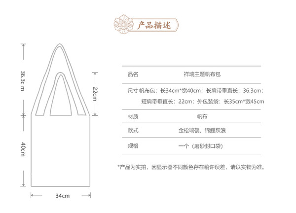 故宫博物院 祥瑞主题帆布包 单肩挎包帆布袋 生日礼物