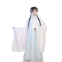泠泠七弦 明制汉服 玉兰兔 女士直领对襟长比甲 淡蓝色 M