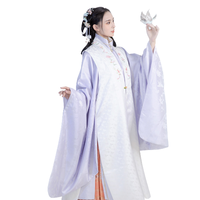 泠泠七弦 明制汉服 玉兰兔 女士立领长袄 淡紫色 S