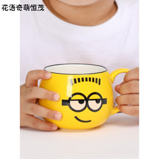 Cheng's 咖啡杯套装小黄人水杯马克杯正版咖啡杯陶瓷早餐带盖勺情侣杯子卡通套装 钵杯 微笑单眼(单只泡沫装无盖勺)