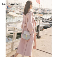 La Chapelle 2021年秋冬新款毛呢粉色大衣外套日系萝卜袖女森系中长款呢子女