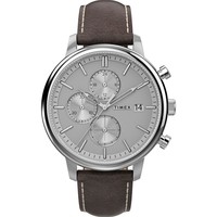 TIMEX 天美时 Men's Chicago Brown Leather Strap Watch 45mm