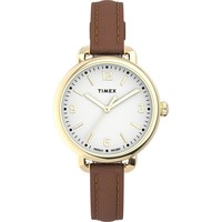 TIMEX 天美时 Men's Standard Demi Brown Leather Strap Watch 30mm