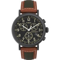 TIMEX 天美时 Men's Standard Brown Leather Strap Watch 41mm