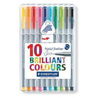 STAEDTLER 施德楼 334SB10 三角杆纤维笔 10色