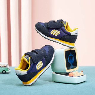 SKECHERS 斯凯奇 97365N/NVGD 男童休闲运动鞋 海军蓝/金色 22码