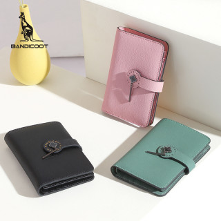bandicoot袋鼠真皮钱包女短款学生钱夹韩版可爱时尚零钱包韩国ins粉红