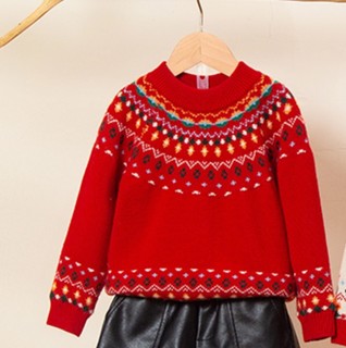 mini balabala 迷你巴拉巴拉 ZA0D034213581-60611 女童针织衫 中国红 140cm