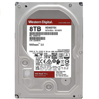 Western Digital 西部数据 Red Plus 3.5英寸 NAS硬盘 8TB (CMR、7200rpm、256MB) WD80EFBX