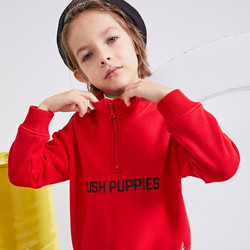 Hush Puppies 暇步士 童装新款半拉链加绒卫衣男童卫衣儿童卫衣