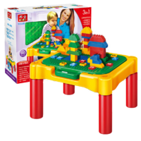BanBao 邦宝 大颗粒启蒙早教幼儿童积木拼插玩具桶装 多功能积木桌+90块颗粒(无凳子)