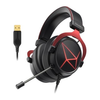 Dareu 达尔优 EH731 耳罩式头戴式动圈有线耳机 黑红色 USB口