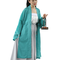 Bgirl 你的汉服哪买的 汉服 女士直领对襟长衫 孔雀绿 M