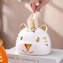 Hoatai Ceramic 华达泰陶瓷 虎年创意纸巾盒摆件 老虎