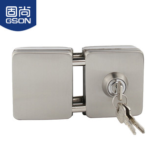 GSON 固尚 办公室玻璃门锁免开孔不锈钢钥匙锁方形锁