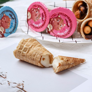 旺帝巧克力脆筒草莓冰淇淋甜筒袋装儿童夹心饼干零食（代可可脂）