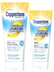Coppertone 确美同 水宝宝 Sport Mineral SPF 50 身体和面部防晒乳液多件装 白色 7.5 液量盎司（约 213ml）
