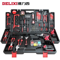 DELIXI 德力西 家用锂电钻工具套装五金电工木工专用维修多功能工具箱组合套装