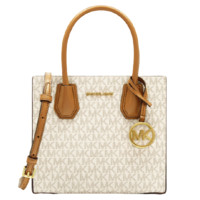 MICHAEL KORS 迈克·科尔斯 MERCER系列 女士手提托特包 35S1GM9M2B 香草白/橡果棕 中号